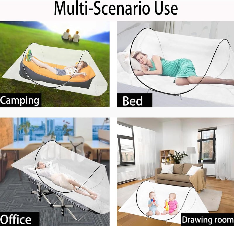 CMINGJ Large Pop Up Mosquito Tent, Portable Foldable Mosquito Net for Bed Camping Travel Patio，Mosquito Net for Adults Baby (78 * 39 * 27inch) (Black Adjustable Size) - Image 4